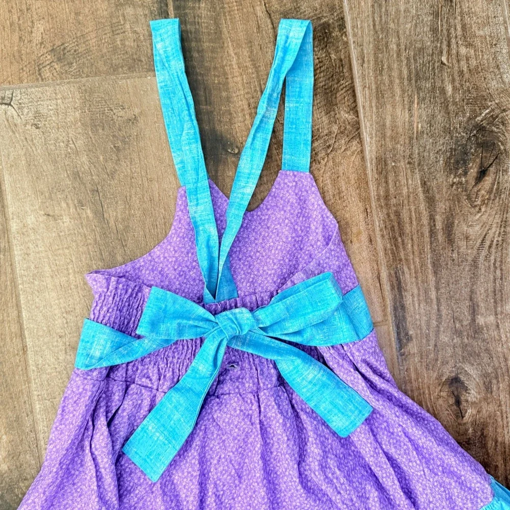 Custom Little Mermaid Kiss the Girl Tiered Ruffle Dress,Purple Turquoise,8